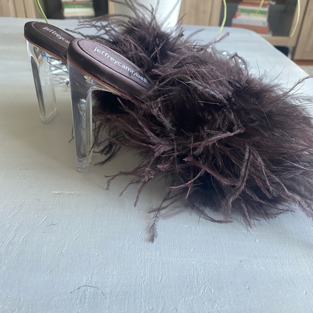New BHLDN x Jeffrey Campbell Daisy Feather  Boa Heels size 7.5 - Picture 4 of 11